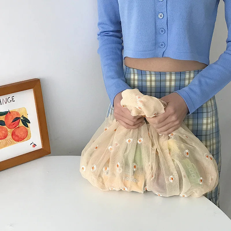 Apricot Daisy Daydream Mesh Tote
