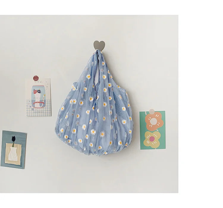 Blue Daisy Daydream Mesh Tote