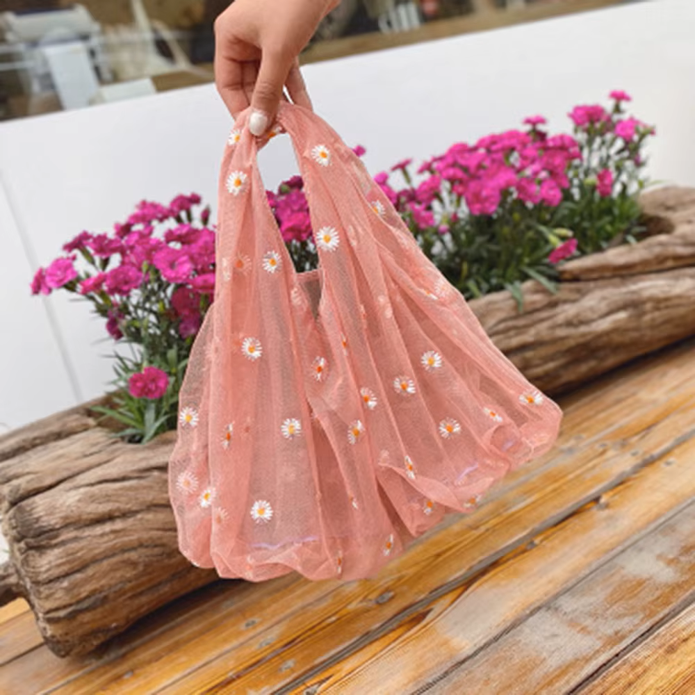 Rose Daisy Daydream Mesh Tote