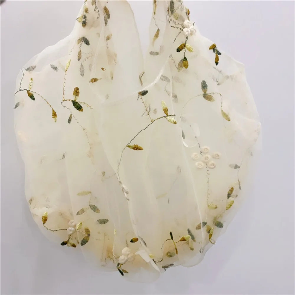 Apricot Blossom Dreams Embroidered Tulle Bag