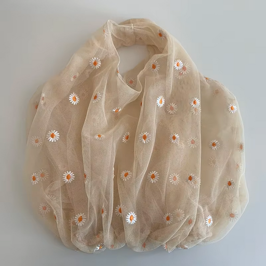 Apricot Daisy Daydream Mesh Tote
