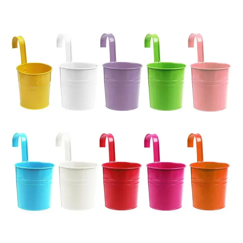 BloomBuckets™ – Colorful Hanging Metal Flower Pots